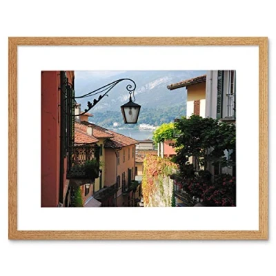 Image of Wee Blue Coo Bellagio Lake Como Italy Street Scene Photo Picture Framed Wall Art Print