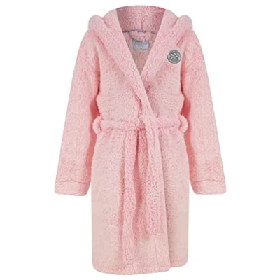 Image of Tokyo Laundry Girl&#039;s Elleray Soft Fleece Hooded Dressing Gown with Tie Belt Pink 5 6 Years