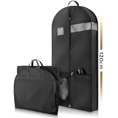 Image of Bruce.® Large Garment Bag 120x60cm, 12cm depth fits 4 6 Pieces Premium Clothes Cover for Wrinkle Free Suits &amp; Dresses Breathable, Moth Proof Waterproof Carrier or Wardrobe Storage