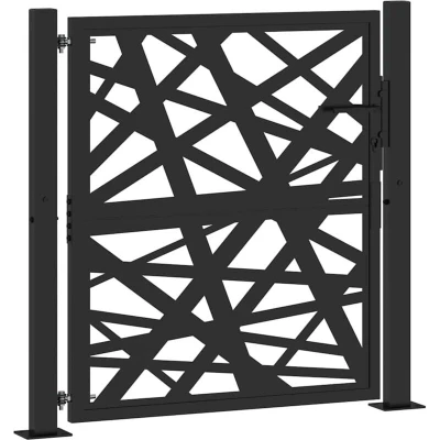 Image of vidaXL Garden Gate Black 105x106 cm Steel Light Design