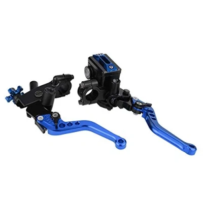 Image of brake master cylinder Levers, EVGATSAUTO clutch 1 Pair 7/8&quot;(22mm) Universal Motorcycle Reservoir Levers(Blue) Levers