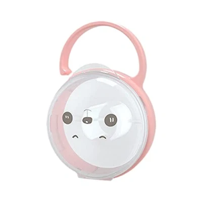 Image of Leling Pacifier Storage Box, Holder/Baby Silicone Dummy Travel Case/Pram Container Organiser With Handle Storage, Baby Holder, Steriliser Case, Pink