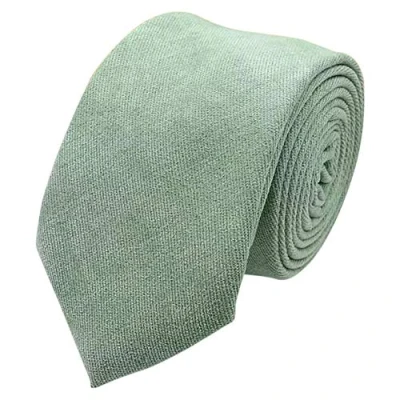 Image of DB Dickie Bow Men&#039;s Luxury Cotton Blend Skinny Neck Tie (Sage Green) suitable for formalwear, office, weddings, parties, grooms &amp; groomsmen outfits