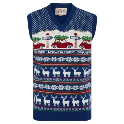 Image of Tokyo Laundry Men&#039;s Novelty Knitted Christmas Jumper V Neck Sleeveless Tank Top Sweater