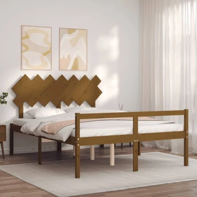 Image of vidaXL Senior Bed without Mattress Honey Brown King Size Solid Wood