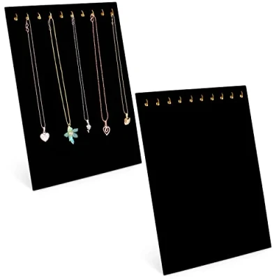 Image of BELLE VOUS 2 Pack of Black Velvet Necklace Jewellery Display Holders Organiser Rack Stands with 20 Hooks (10x2) for Necklaces Showcase Necklaces, Dangle Earrings &amp; Other Accessories