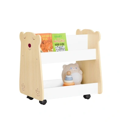 Image of Sobuy Children Kids Bookcase Bookshelf Storage Shelf on Wheels,KMB103 WN
