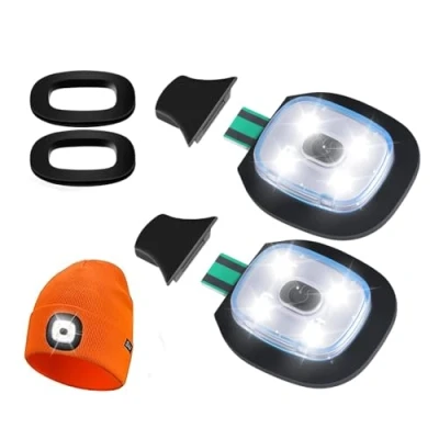 Image of Kopinma 2Pcs USB Rechargeable Light for LED Beanie Hat, Replaceable Headlamp Cap DIY Hat Walking at Night,Fishing,Camping,Hunting