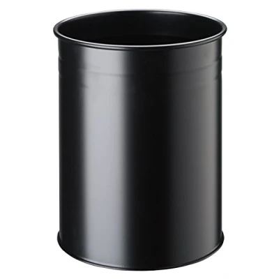 Image of Durable 15L Metal Round Waste Basket Black/Grey/Beige