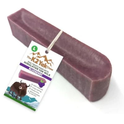 Image of the K2 Yak chew Dog Treats Blueberry 100% Natural and Long Lasting (L (Pack of 1))