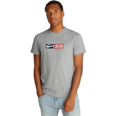 Image of Tommy Jeans SLIM Entry Graphic TEE Print Tshirt, Men&#039;s, Size: 36/38, Grey