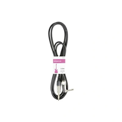 Image of qtx 3 m 6.3 mm Mono Jack to Right Angled Guitar Lead Black