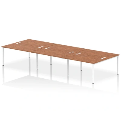 Image of Impulse Bench B2B 6 Person 1400 White Frame Office Desk Walnut