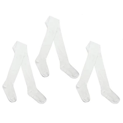 Image of 3 Pairs I.L.C.K Girls Back To School Plain Cotton Rich Tights White 13 Years