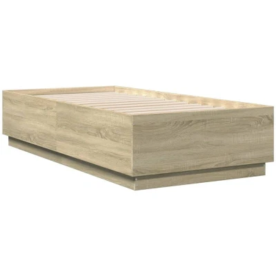 Image of vidaXL Bed Frame with LED without Mattress Sonoma Oak 75x190 cm Small Single