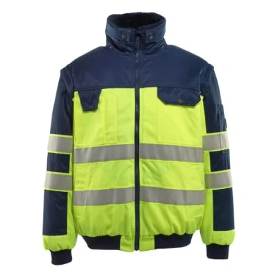 Image of Mascot 00920 660 171 Livigno Safe Image Detachable Pile Lining Water Repellent Class 2 Pilot Jacket, Size L, Hi Vis Yellow/Navy
