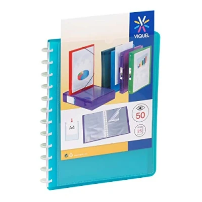 Image of Viquel Geode A4 Size Display Book with Removable Pockets 50 Views Blue