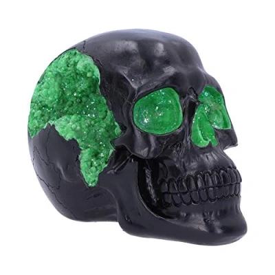 Image of Nemesis Now Horror Skull Ornament, Polyresin, Black Green Geode, 17cm
