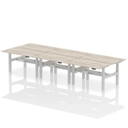 Image of Air B2B 1400x800mm Height Adjustable 6P Bench Desk CP Grey Oak/Silver
