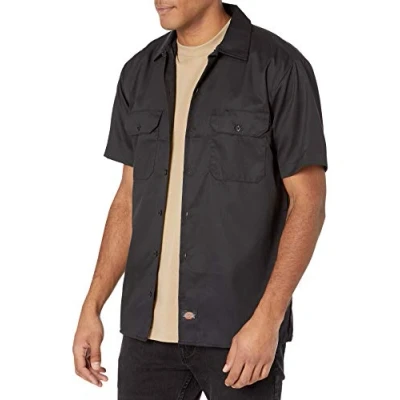 Image of Dickies Men&#039;s short button down shirts, Black, L UK