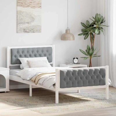 Image of vidaXL Bed Frame Light Grey 100 x 200 cm Solid Pine Wood