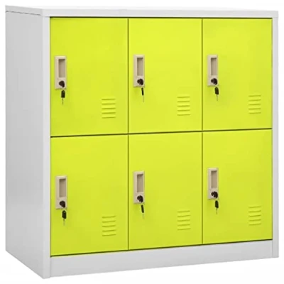 Image of vidaXL Locker Cabinet with 4 Compartments, Light Grey and Green, Steel Constructed Storage Unit for School Office, 90x45x92.5 cm, Easy to Assemble