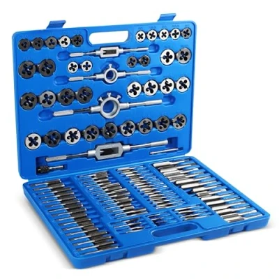 Image of ABN Large Tap and Die Set Metric Kit Rethreading Tool Thread Maker Hole Threader 110 Piece Set,