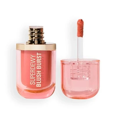 Image of Revolution Superdewy Liquid Blush Burst, Buildable Colour for Cheek, Serum Formula with Peptides &amp; Hyaluronic Acid, Vegan Cruelty Free, Peach Spritz, 4.2ml