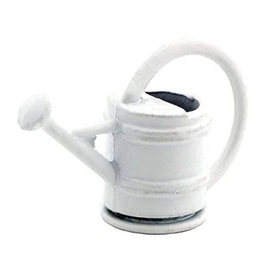 Image of MyTinyWorld Dolls House Miniature White Metal Garden Watering Can