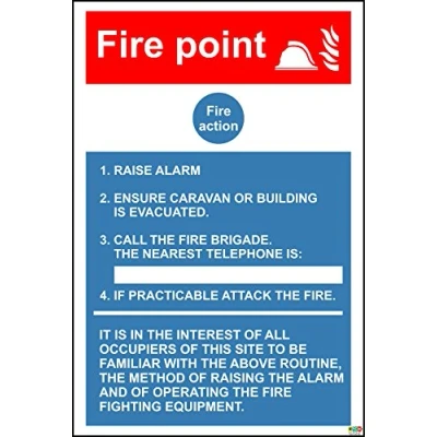 Image of Fire Point Action Building or Caravan Sign Self Adhesive Vinyl 200mm x 150mm