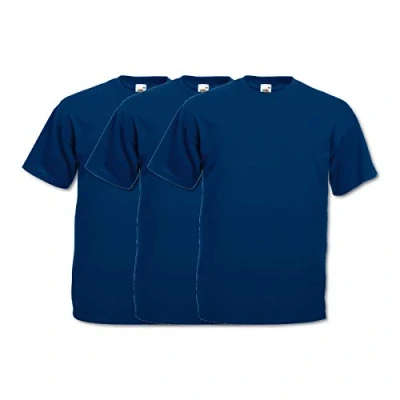 Image of Fruit of the Loom Men&#039;s Valueweight Tee, 3 Pack T Shirt, Blue (Navy 32), XXXX Large (Size:4XL) (Pack 3)