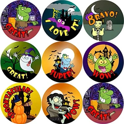 Image of 144 Halloween Praise Words (Pack 2) 30mm School Reward Stickers for Teacher, Parent