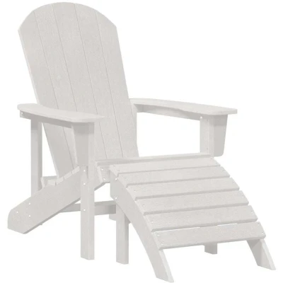 Image of vidaXL Adirondack Chair with Footrest White HDPE