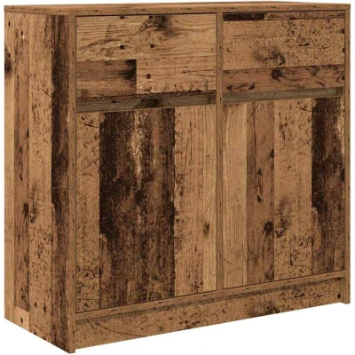 Image of vidaXL Sideboard with Drawer Old Wood/Brown Engineered Wood 80x34x76cm for Living Room/Dining/Home Office