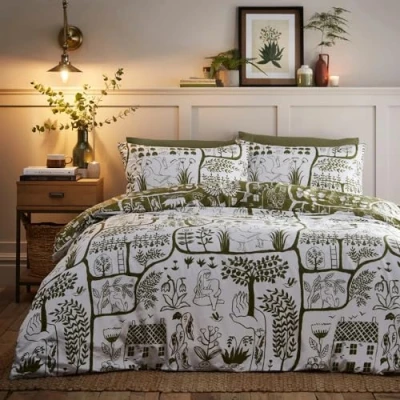 Image of furn. Frida Duvet Cover Set, Moss, Double