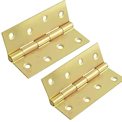 Image of 2X Steel Butt Hinges 100mm Brass Plated Fixed Pin Door