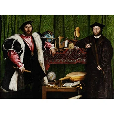Image of Wee Blue Coo Painting Portrait Study Holbein Ambassadors Canvas Print