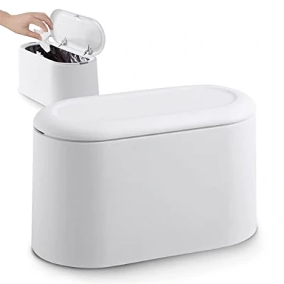 Image of JEEZAO Office Desktop Paper Bin,Desk Trash Can with Lid, Mini Kids Table Waste Bin for Bedroom Bathroom,Storage Box Pet Food