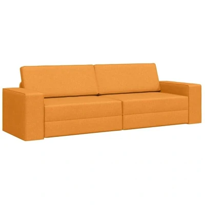 Image of vidaXL Floor Sofa Bed 2 in 1 Dark Yellow 245x150x60.5 cm Fabric