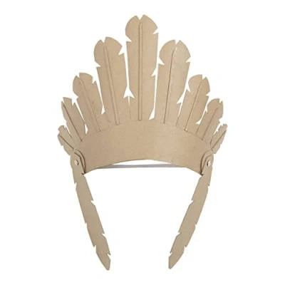 Image of Décopatch Ref AC896C Children&#039;s Indian Headdress Papier Maché Object to Decorate 25 x 10 21cm with Papers &amp; PaperPatch Glue, Glitter, Paints