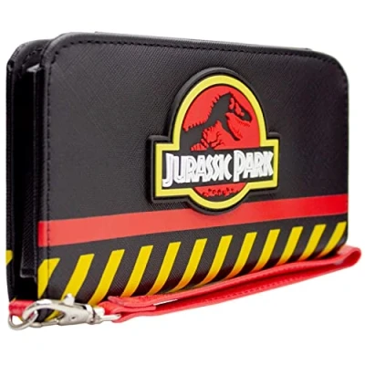 Image of Jurassic Park Isla Nublar Ingen Dept Purse Bi Fold Phone, Coin Pocket &amp; Card Holder, Black