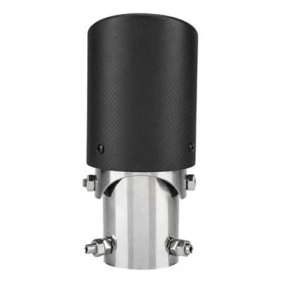 Image of Car Exhaust End Pipe 63 89mm Carbon Fiber Style Adjustable Single Outlet Muffler Tip Tail Throat