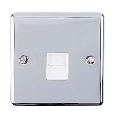 Image of Enhance Decorative Telephone Slave Polished Chrome Finish With White Trim