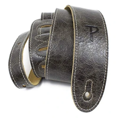 Image of Perri’s Leathers Ltd. Guitar Strap Italian Leather Vintage Brown Adjustable For Acoustic/Bass/Electric Guitars Made in Canada (BM2 6697)