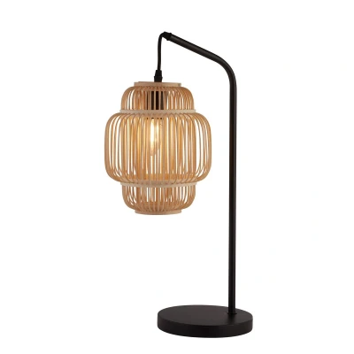 Image of Java Table Lamp Black with Bamboo Frame Shade