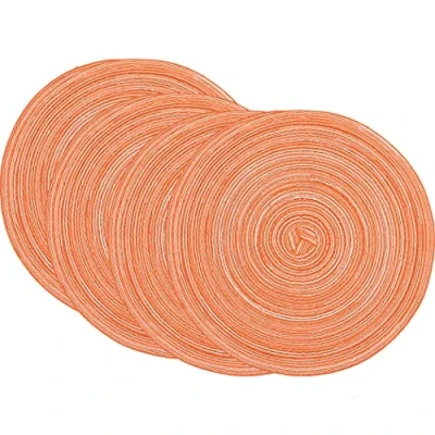 Image of SCF2017 Set of 4 Round Woven Cotton Yarn Placemats 30cm Table Mats(Orange)