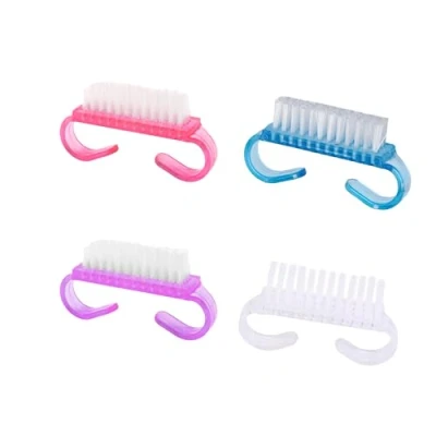 Image of Lmyzcbzl Nail Brush, 4 Pcs Plastic Clean Hand Scrubbing Cleaning with Handle, for Nails (Purple, Pink, Blue, Transparent)