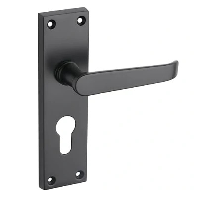 Image of Designer Levers Victorian Straight Lever Door Handles Matt Black 1 Pair Latch Handle Interior Use Euro Lock