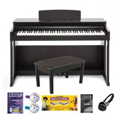 Image of CHASE CDP 357 GRAND DIGITAL PIANO 88 NOTES FULLY WEIGHTED HAMMER ACTION KEYS, VOICES, 192 POLYPHONY &amp; LCD FULL CABINET SLIDING LID HEADPHONES AND TUTORIAL PACK