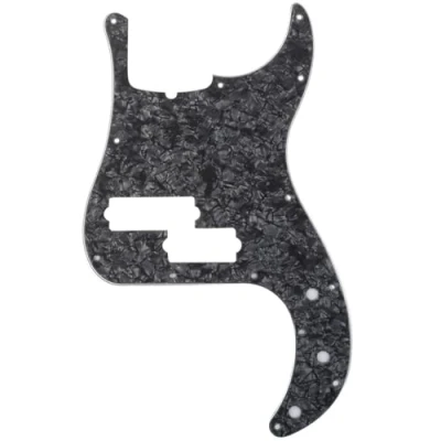 Image of Musiclily Pro 5 String 13 Hole Contemporary P Bass Pickguard for Fender American Precision Bass, 4Ply Black Pearl